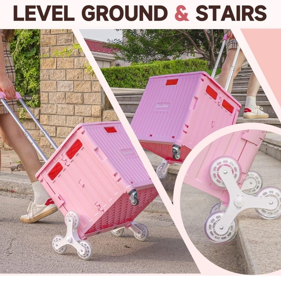 Rolling Storage Cart *STAIR CLIMBING Wheels, Foldable Crate *NEW * - Picture 2 of 5